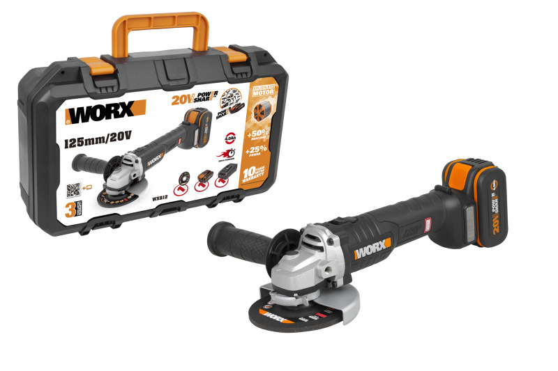 WORX WX812 - Aku úhlová bruska 20V, 1x4.0Ah - Powershare