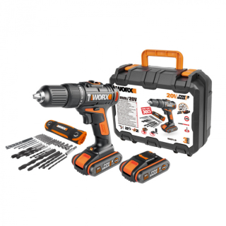 WX371.10 - Aku příklepová vrtačka 20V, 2x 2.0Ah + kufr - PowerShare